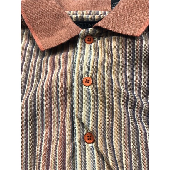 Cellinni Collezione Mens Cotton 1/4 Button Collar Long Sleeve Striped Shirt Y2K - Picture 6 of 6